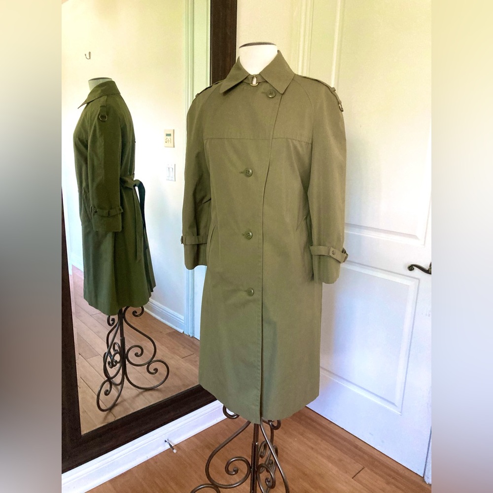 Etienne Aigner Military Olive Green Trench Coat